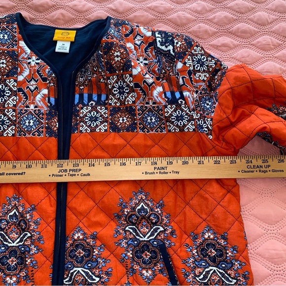 Ruby Rd Orange Lightly Quilted Jacket with Geometric Pattern - Picture 7 of 12